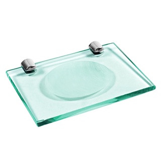 Saboneteira Porta Sabão Sabonete Vidro 10x13 Cm Kakoarts cores incolor, verde, fume