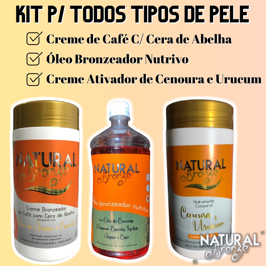 Natural Bronze Kit Bronzeamento Todos os Tipos de Pele Shopee Brasil