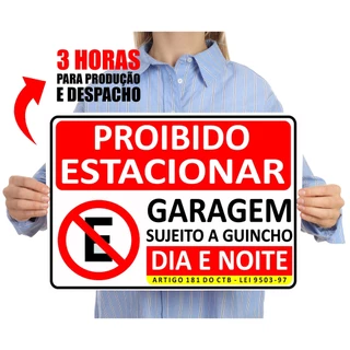 Placa Sinalização Proibido Estacionar