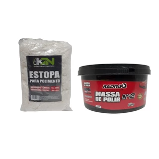 Kit Massa Tira Risco E Da Brilho De Polir N°2 Radnaq + estopa KaN