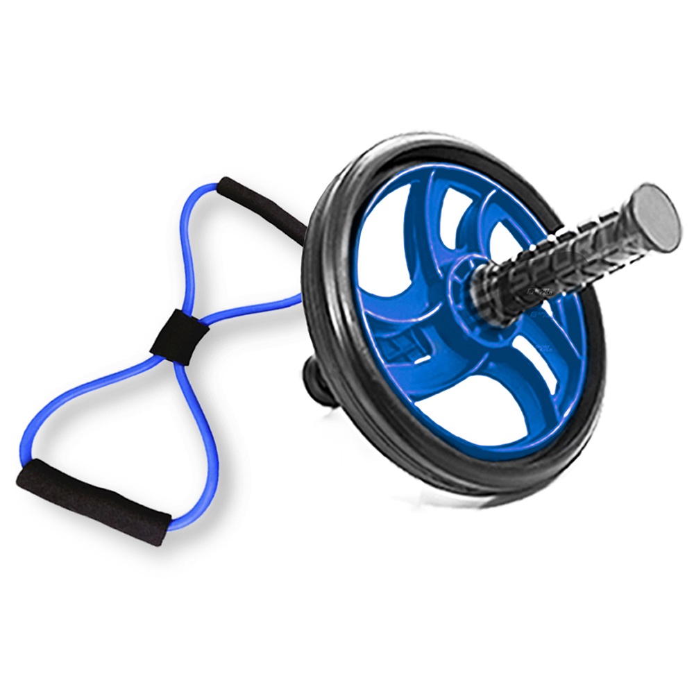 Kit Roda Abdominal Funcional + Elastico Extensor Treino Academia ...