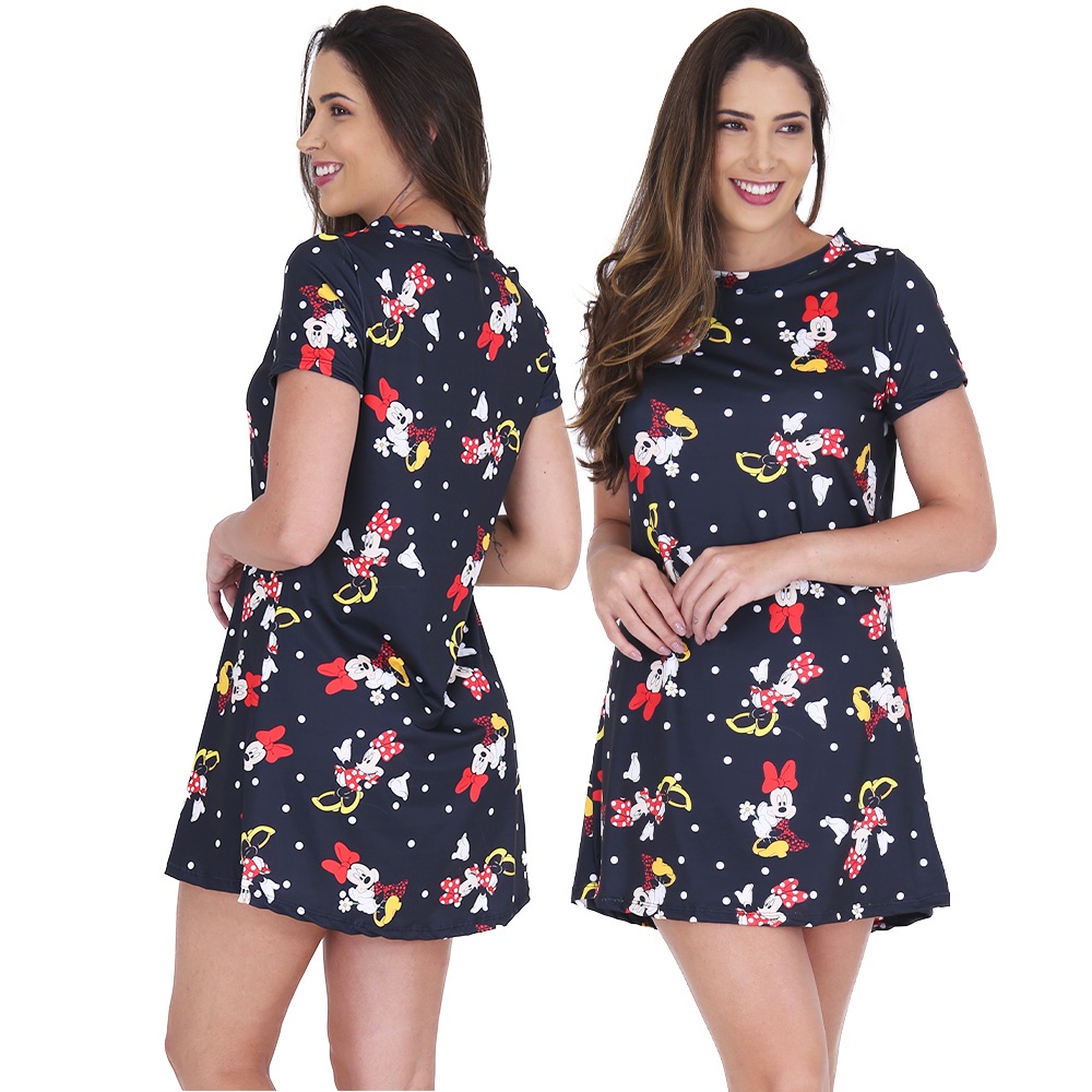 Moda Feminina Vestido de dormir Sublimado Vestidinho de Dormir Linha Noite