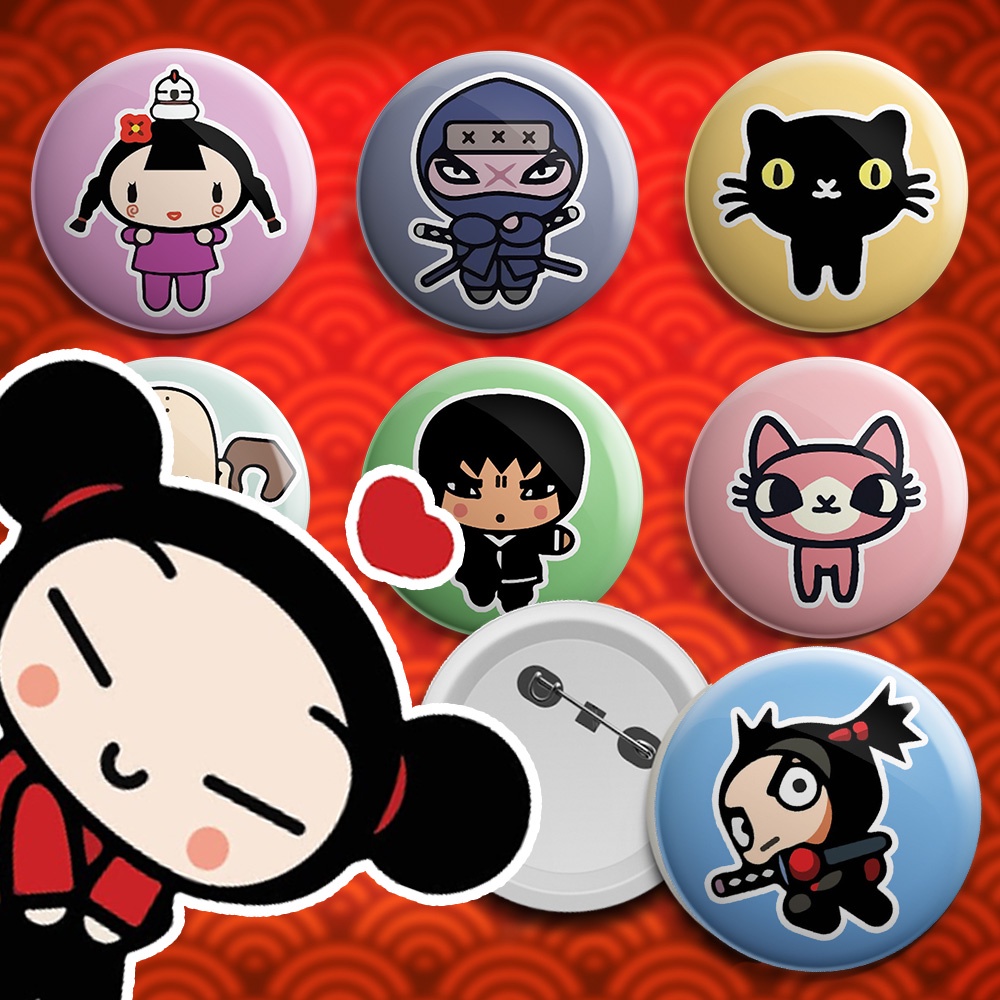 Bottons Pucca e Amigos - broche alfinete boton bottom button pin