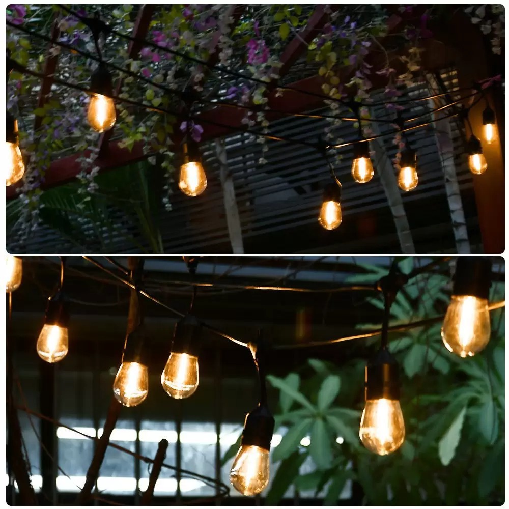 Varal Luzes 5 metros Preto Area Externa Casamento Fio de Luz Cordão ...