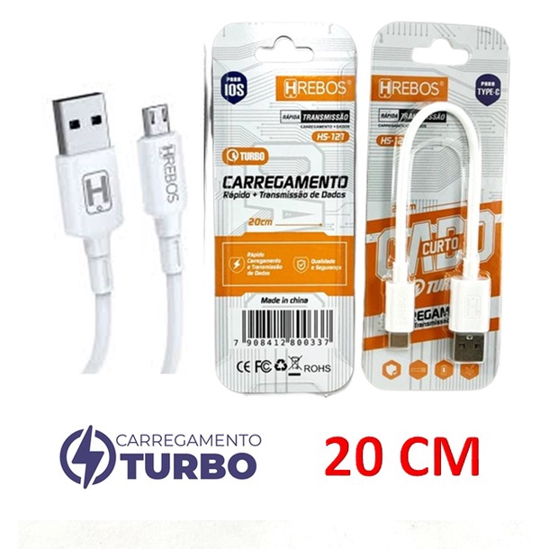 Cabo Hrebos V8 Carga E Dados 20cm Atacado