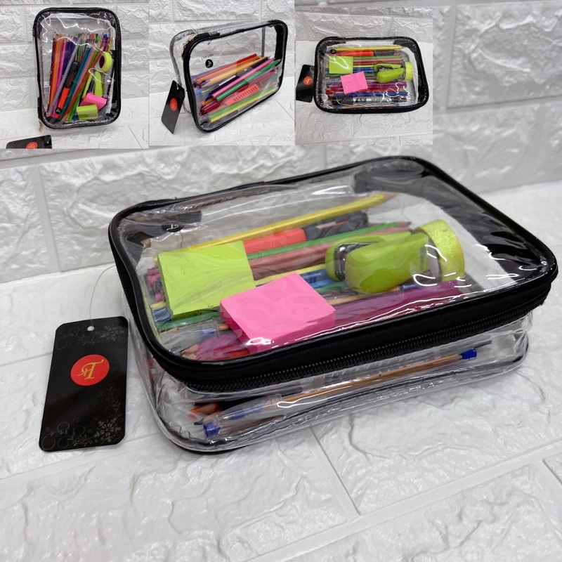 Estojo Box Transparente Grande Escolar Nécessaire Organizado 6656