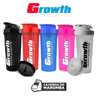 Coqueteleira Shaker de Academia Preta Simples Com Rede 600ml Growth Supplementos