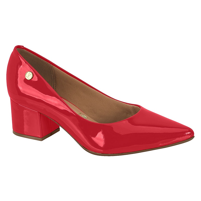 Scarpin vermelho salto store quadrado