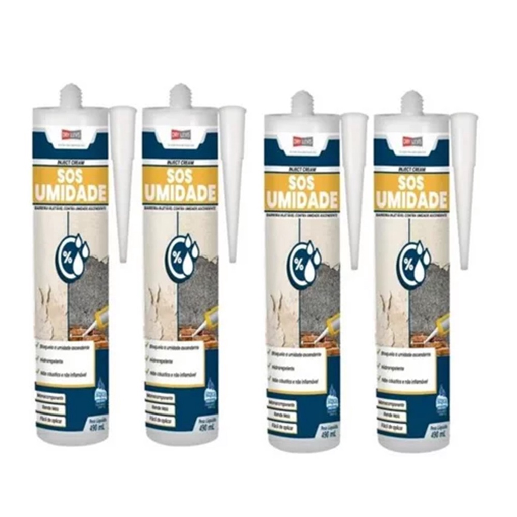 Kit 4x Sos Umidade Bisnaga Anti Umidade Bege 250g