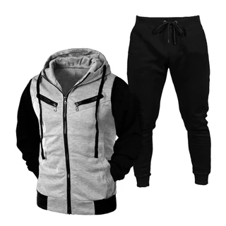 Kit Blusa De Frio Conjunto Moletom com Zíper + Calça Agasalho