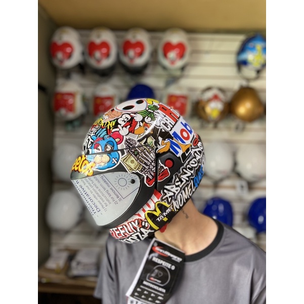 capacete SAN marino adesivado viseira cristal