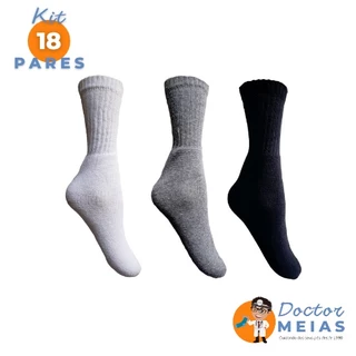 Meias Esporte Cano Alto/Médio Kit 18 Pares Atoalhada.