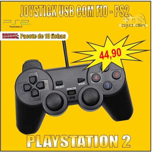 Joystick usb com fio, Playstation 2 usb, pc, gamepad. | Shopee Brasil