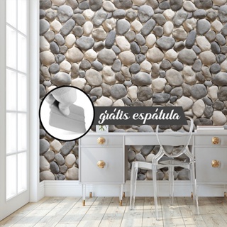 Papel de Parede Muro Pedras Canjiquinha em Filetes e Mosaico