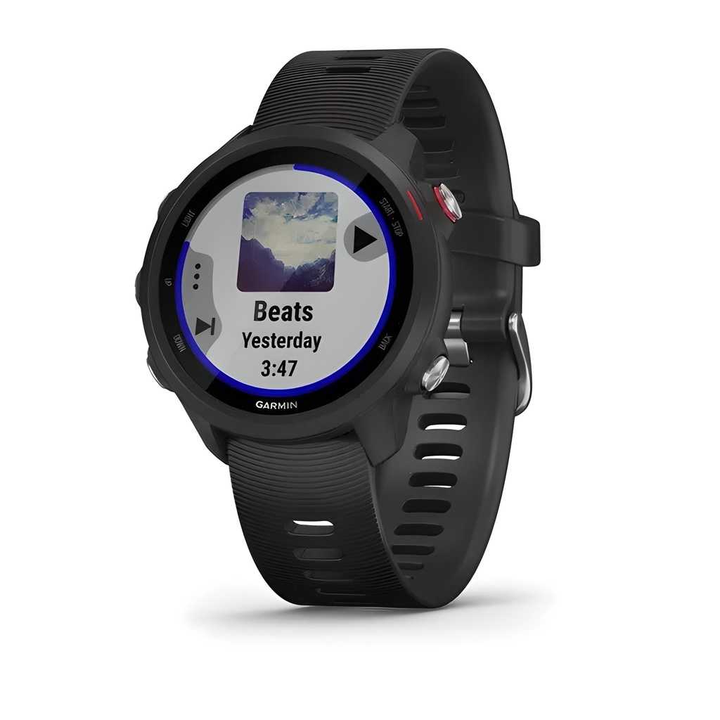 Smartwatch Garmin Forerunner 245 Music 1.2" caixa 42.3mm de polímero reforçado com fibra preta, pulseira black e o arco preto