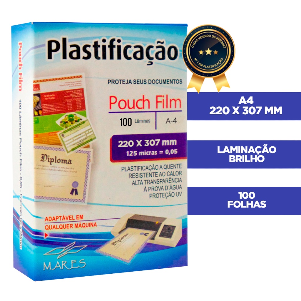 100 Folhas Polaseal A4 Plástico Para Plastificação Pouch Film 220x307