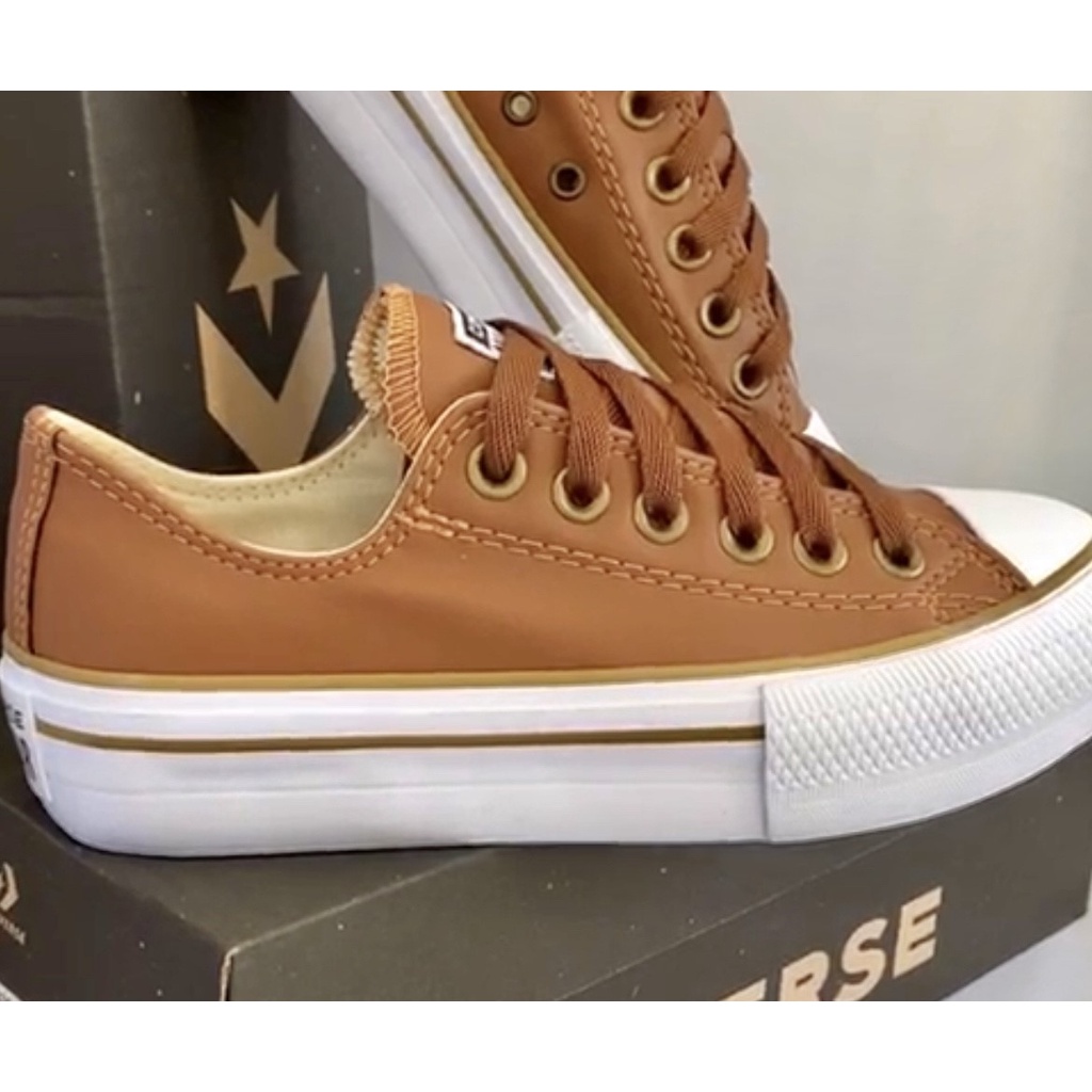 All star bege sales couro