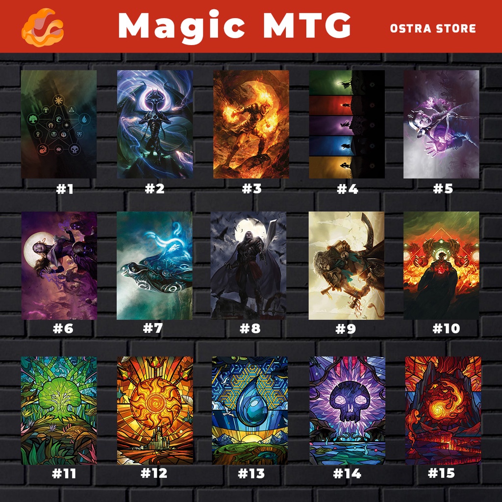 Magic: The Gathering de 01 a 15 - Placa MDF & Quadro com Moldura