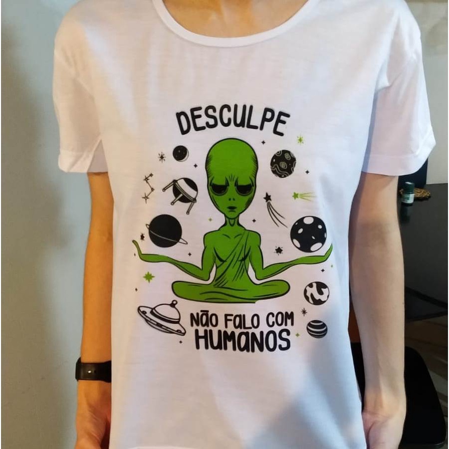 Camisa Camiseta Longline Alien Alienígena Tumbler Neon Desenho Blusa