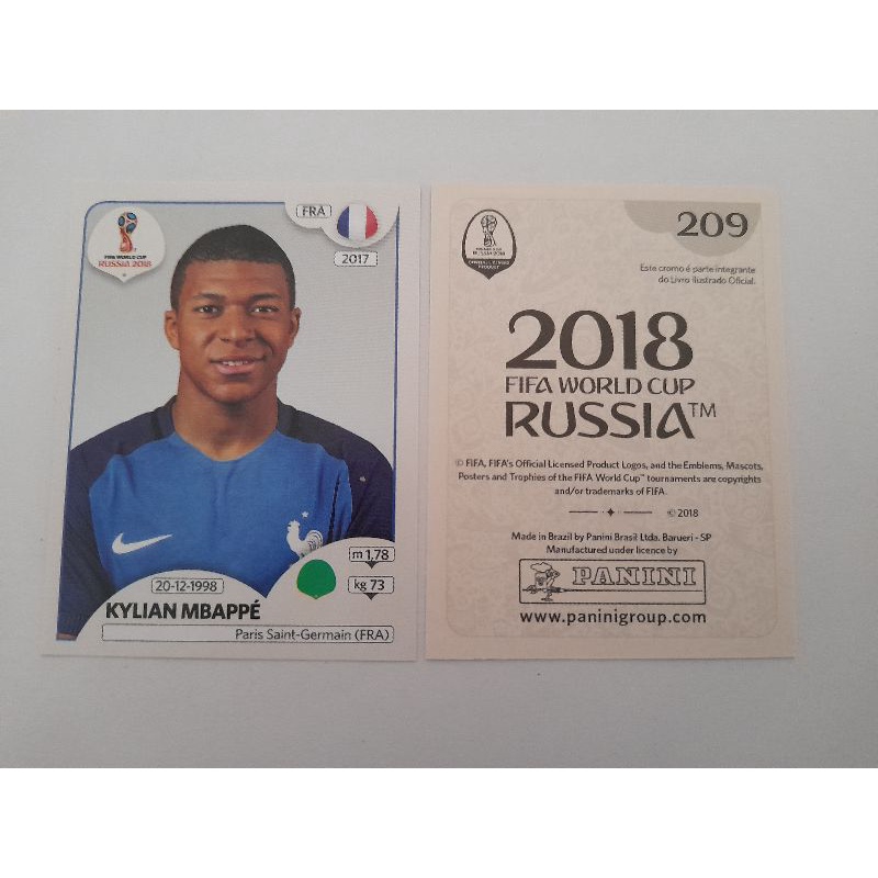 Figurinha Kylian Mbappe Copa 2018