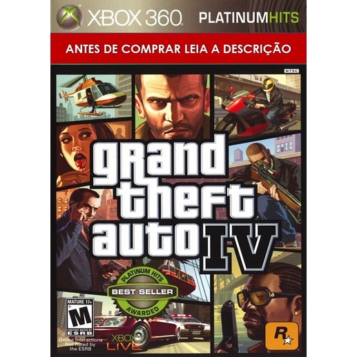 Jogo Grand Theft Auto IV (GTA 4) Xbox 360 Legendado em Português PT-BR Mídia Física