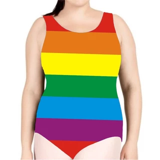 Body regata plus size Feminino Lgbt Arco Iris listrado fantasia Cosplay colorido