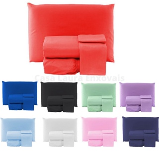 Kit Jogo de Lençol Solteiro Simples 100% Poliéster 02 Peças Jogo de Cama Box com Elástico