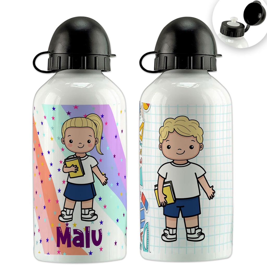 Garrafa de Água Infantil Garrafinha Menino Menina Personalizada Nome e ...
