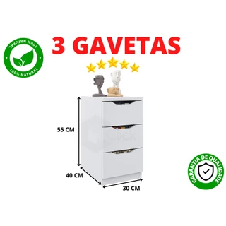 Gaveteiro com 3 gavetas, suporte para sala/quarto e cozinha 100% MDP