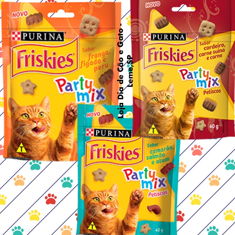 Kit 5, 10, 15, 20, 25 un. - Petiscos para Gatos Friskies Party Mix 40g da Purina Nestlé