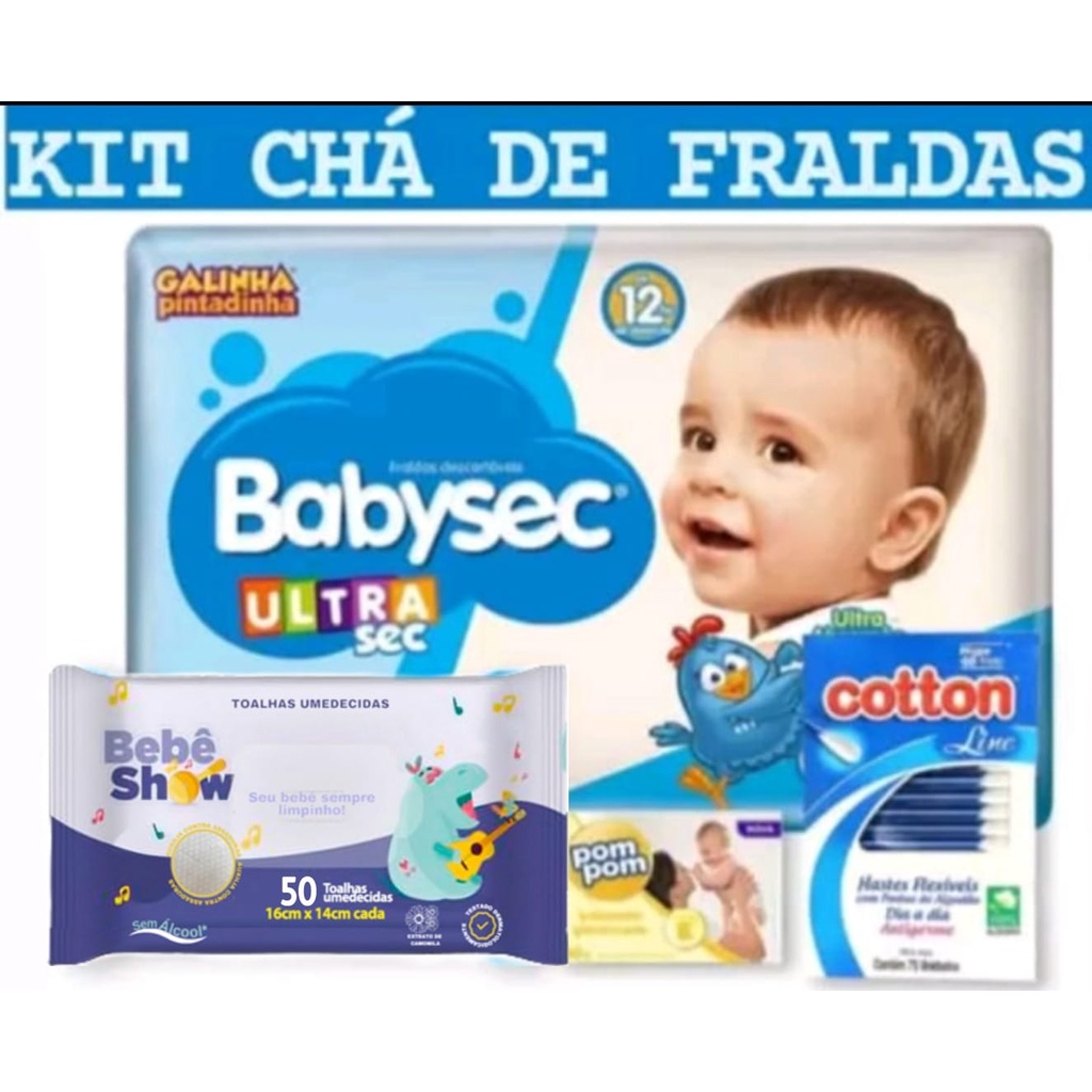Kit Chá de Fraldas Baby Sec/Infantil/Descartáveis Tamanho P M G XG