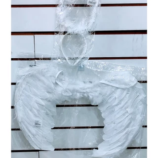 Asa de Anjo Média Branco/Preto Para Carnaval Festa Fantasia