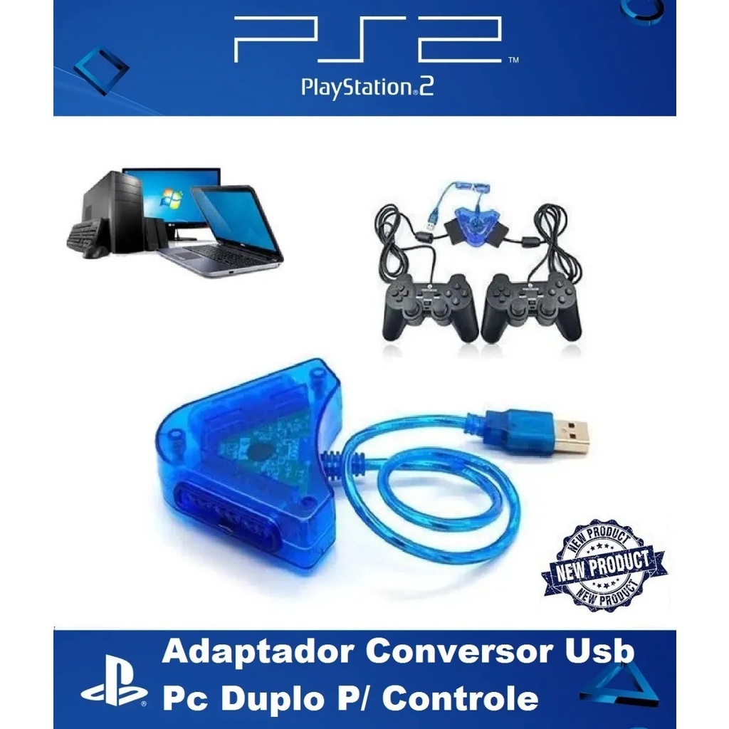 Adaptador Conversor Usb Pc Duplo P/ Controle