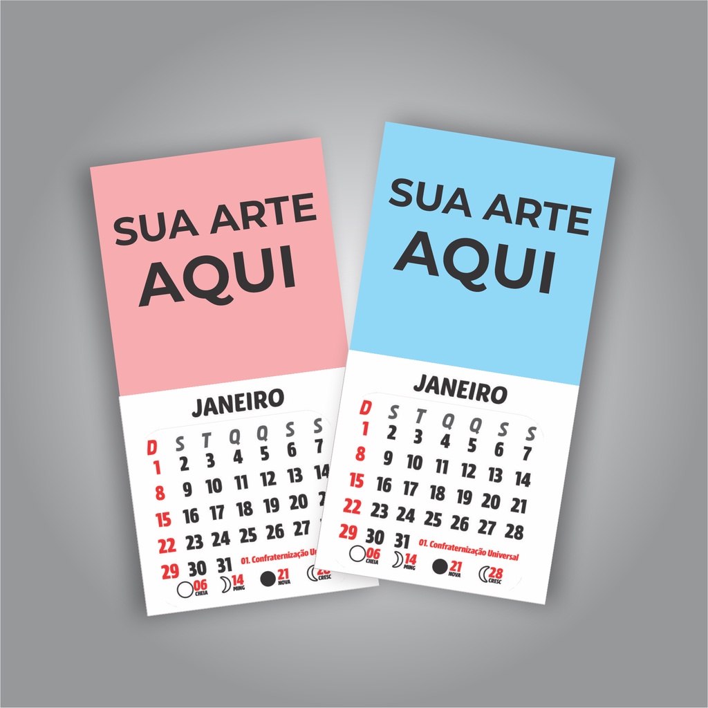 50 Mini Calendário Personalizado com sua Logo ou Arte 2024 / 2025