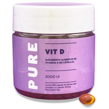 A Energia do Sol Pure Vitamina D Alta Absorção 120 cápsulas 2000UI