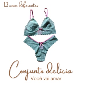 KIT 4 UNIDADES Conjunto Sexy de Renda Luxo Sem Bojo FORRO (100% ALGODÃO) LINGERIE SENSUAL PROMOÇÃO SEX SHOP ESPERA MARIDO AMOR