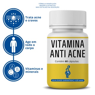Kit Anti Acne Oral 60 CPS - Tratamento de Acne, Secativo de espinhas, Vitaminas e Minerais, Suplementos, Cravos, Antiacne