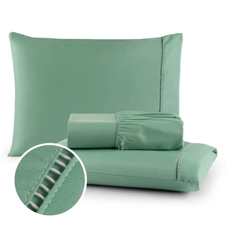 Jogo de lençol 02 peças berço micropercal 400 Fios fronha ponto palito