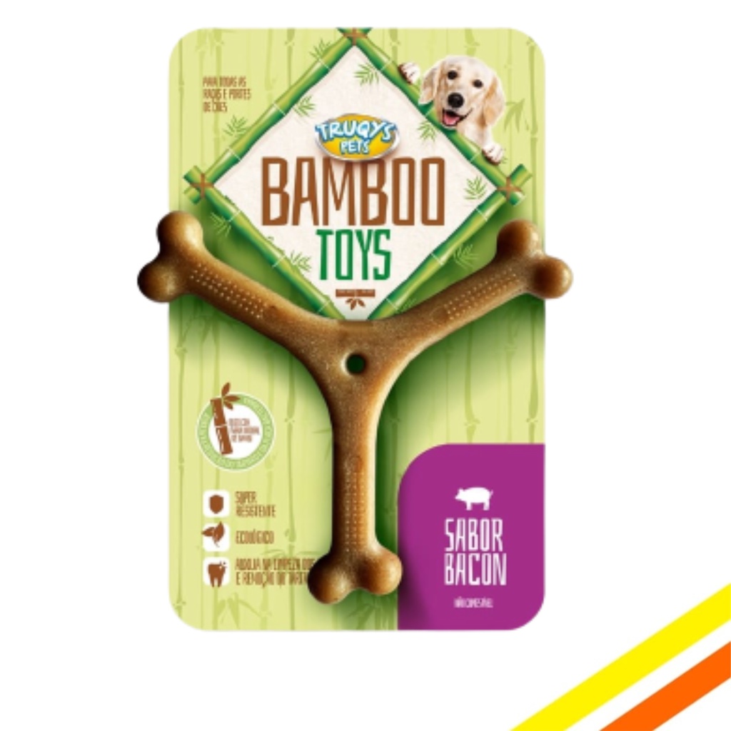 Brinquedo Mordedor Bamboo Toys Y Sabor Bacon Para Cachorro Limpa Dentes Remove T Rtaro Alivia