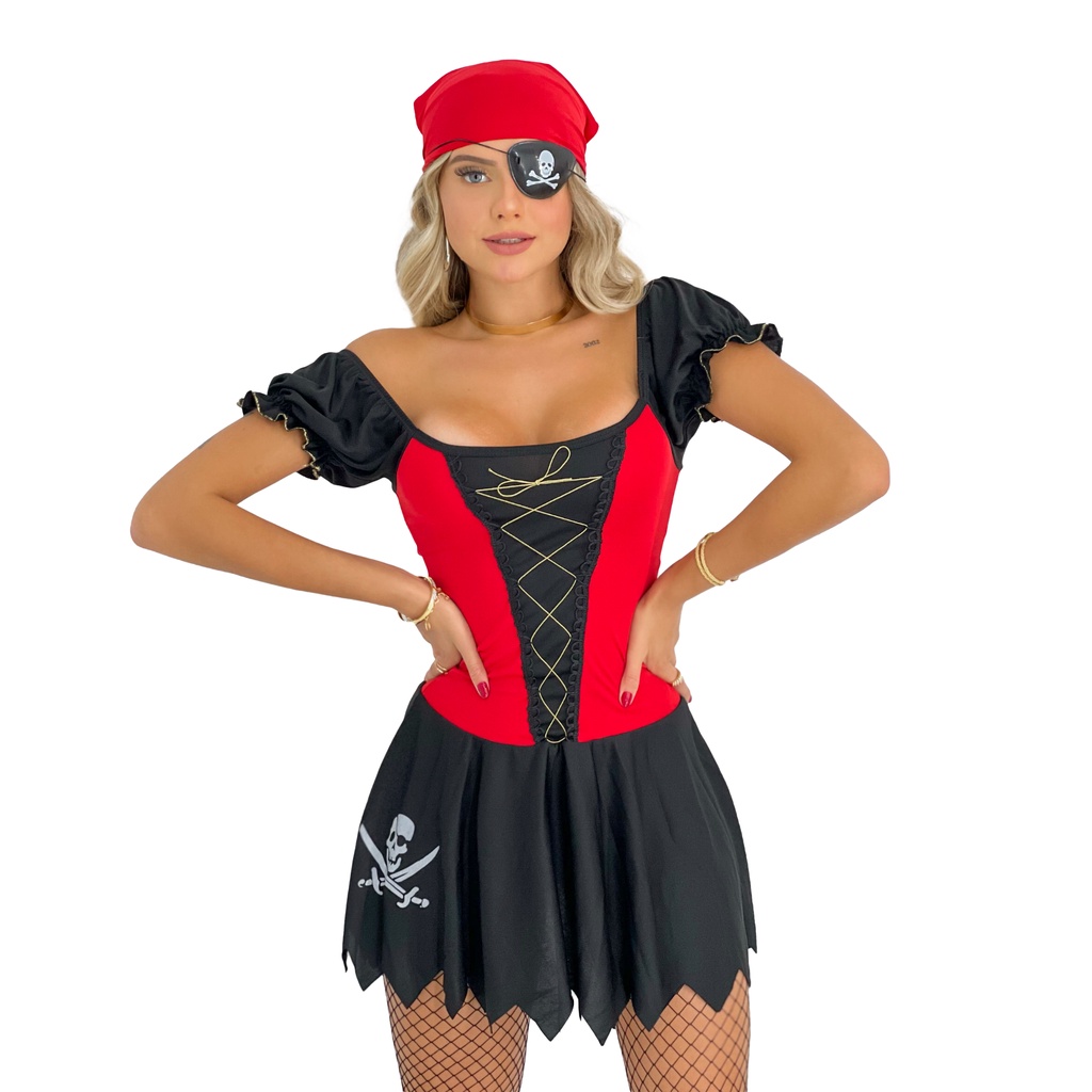 Fantasia Halloween Masculina Pirata Piratinha Listrado Carnaval Festa  Temática Adulto - Fantasias do Ó