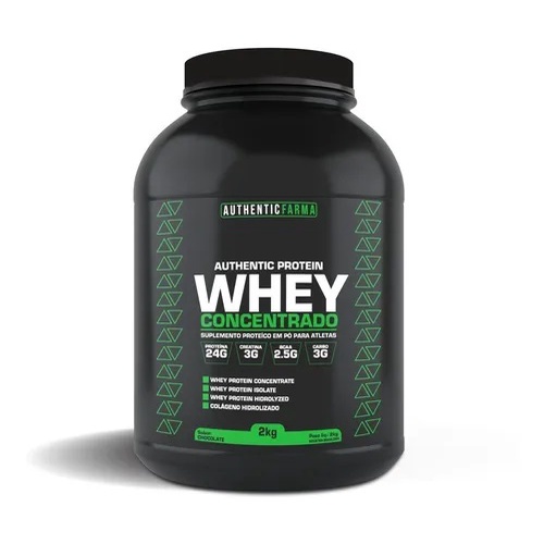 Whey Concentrado Authentic Farma 2kg Pote Sabores Promoção chocolate