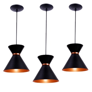 Luminária Kit 3 Luxo Pendente De Teto Lustre Decoração Área Gourmet Sala Quarto