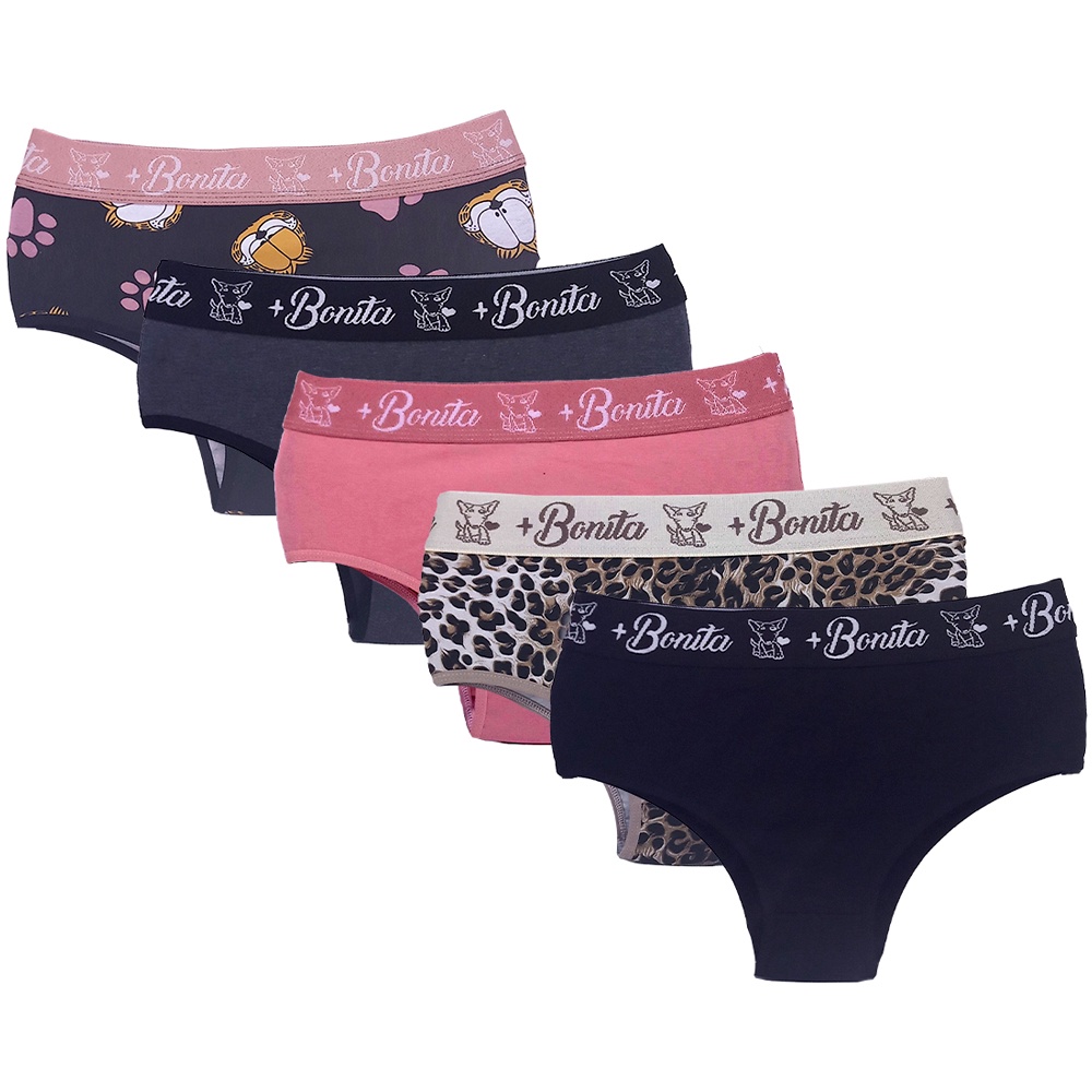 KIT 6 Calcinhas Cintura Alta Lingerie Algodão Caribe