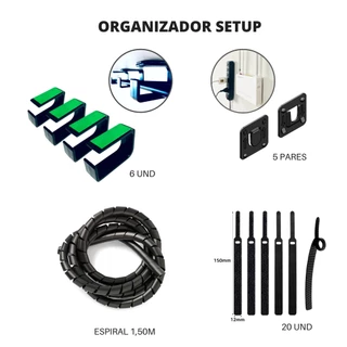 KIT ORGANIZADOR DE FIOS E CABOS PARA SETUP GAMER