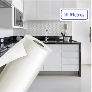 Papel Adesivo Branco Fosco Acetinado Lavável 10 Metros x 45 cm Leotack tipo Contact