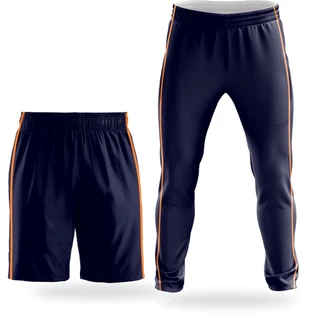 Kit bermuda e Calça Helanca Colegial azul marinho com Frisos laranja fardamento escolar uniforme calça escolar