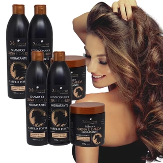 2 Kits Maycrene Crina e Cauda Força e Crescimento Capilar 6x500ml (2 Shampoo, 2 Condicionador e 2 Máscara)