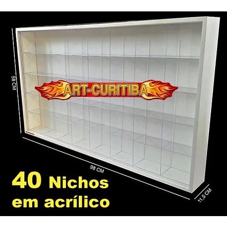 Estante Expositor Hot Wheels - 40 Nichos - Com Acrílico