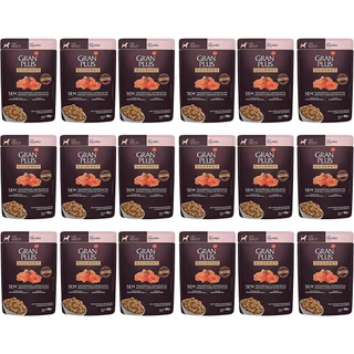 Caixa 18un Ração Úmida Sachê GranPlus Gourmet Cães Adultos Salmão 100g