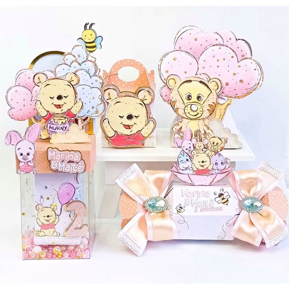 Kit Personalizado Super Luxo Ursinho Pooh Menina (20 Pecas) | Shopee Brasil